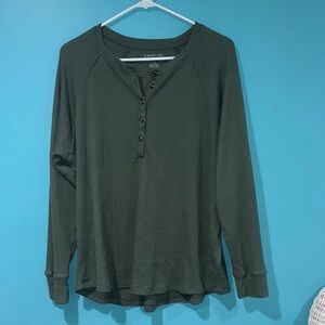 American Eagle Outfitters Dark Green Waffle Knit Long Sleeve